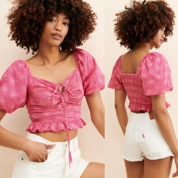 Anthropologie Banjanan Agatha Crop Top in Pink Size Large $185 - Picture 12 of 14